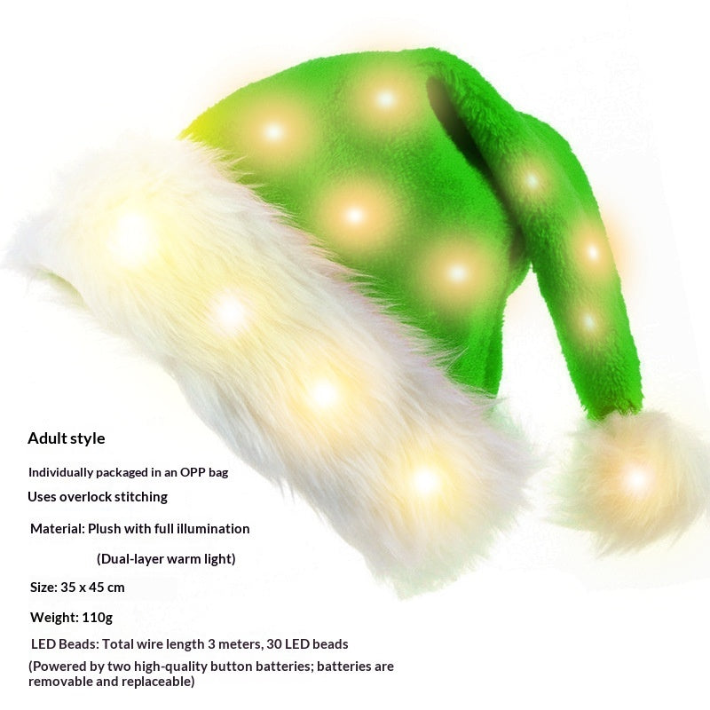 Christmas Party Plush Glowing Christmas Hat For The Elderly