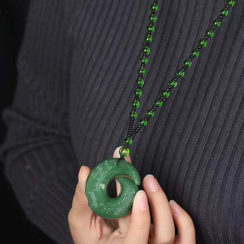Hetian Jade Peace Buckle Pendant Necklace