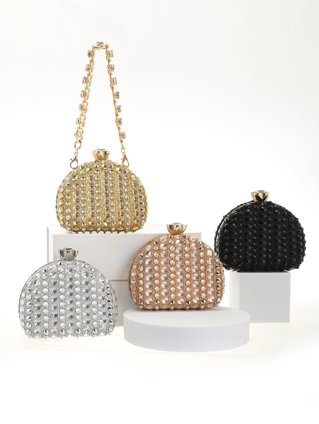 Women's Rhinestone-Studded Evening Clutch Mini Crossbody Bag For Party, Wedding & Bridal, Formal Gown Purse