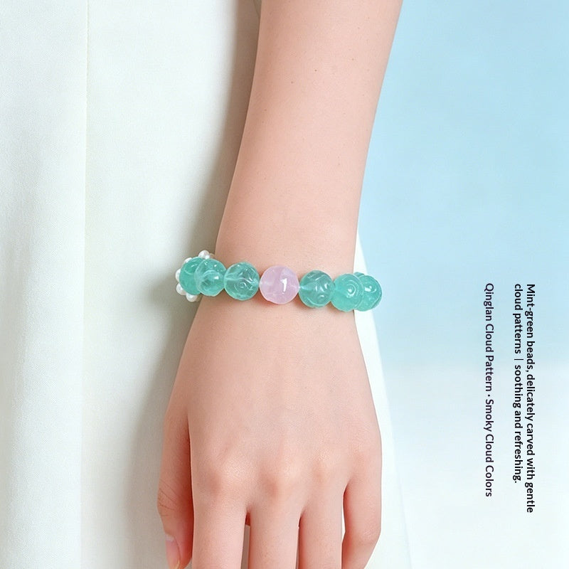 Green Fluorite Faceted Crystal Bead Bracelet