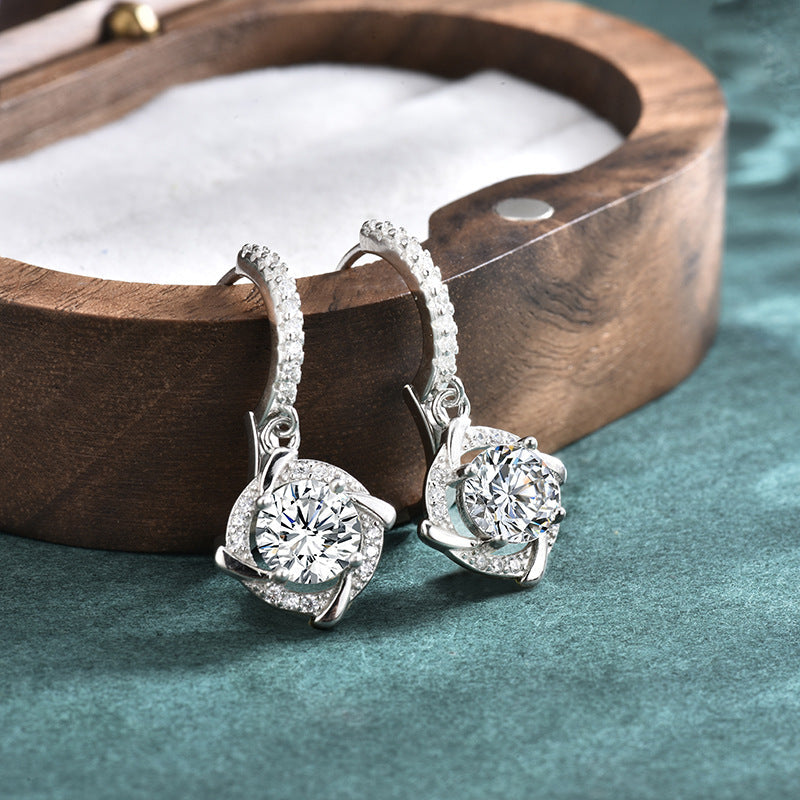 S925 Sterling Silver Windmill Earrings, Versatile For Women