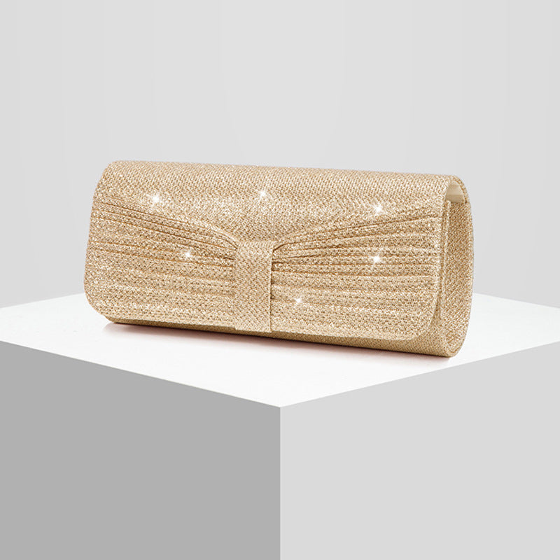 Womens Shimmering Pleated Evening Bag Party Handbag Crossbody Bag Formal Clutch