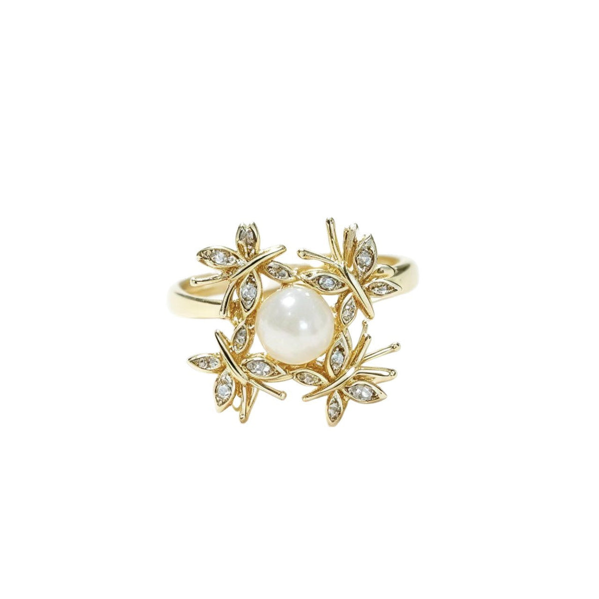 Micro-paved Butterfly Rotating Open-ended Zircon Ring