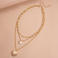 Pearl Heart Printed Elegant Necklace Women
