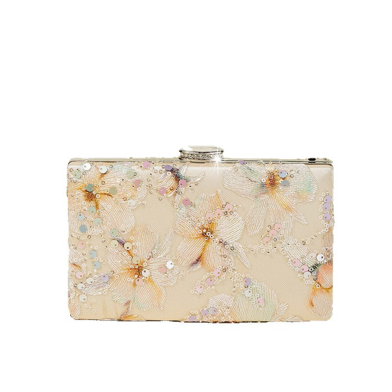 Embroidered Sequin Evening Bag For Women Floral Clutch