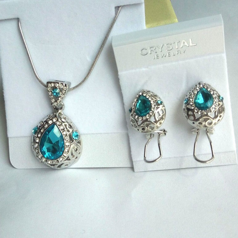 European And American Crystal Earrings And Necklace