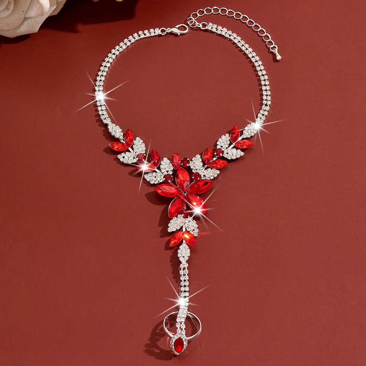 Light Luxury And High-End Feel, Eco-Friendly Rhinestone Flower Anklet, Fashionable And Sweet Holiday Style Foot Ring, Integrated Foot Chain And Ankle Bracelet
