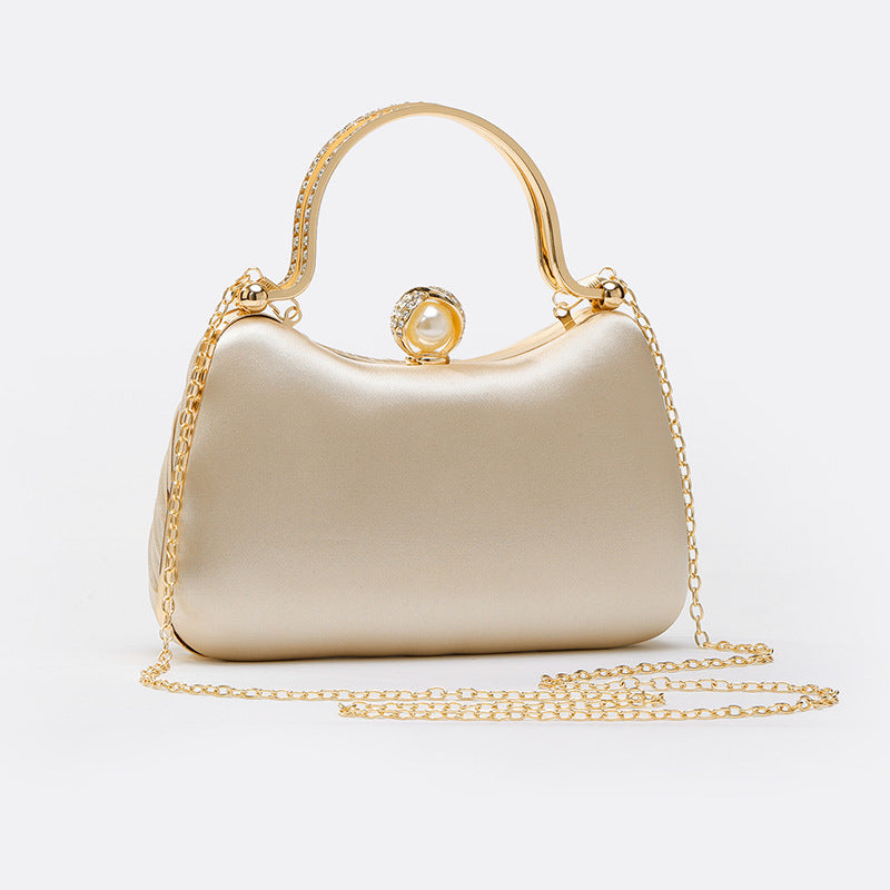 Satin Pleated Evening Dinner Clutch Handbag Chain Bag