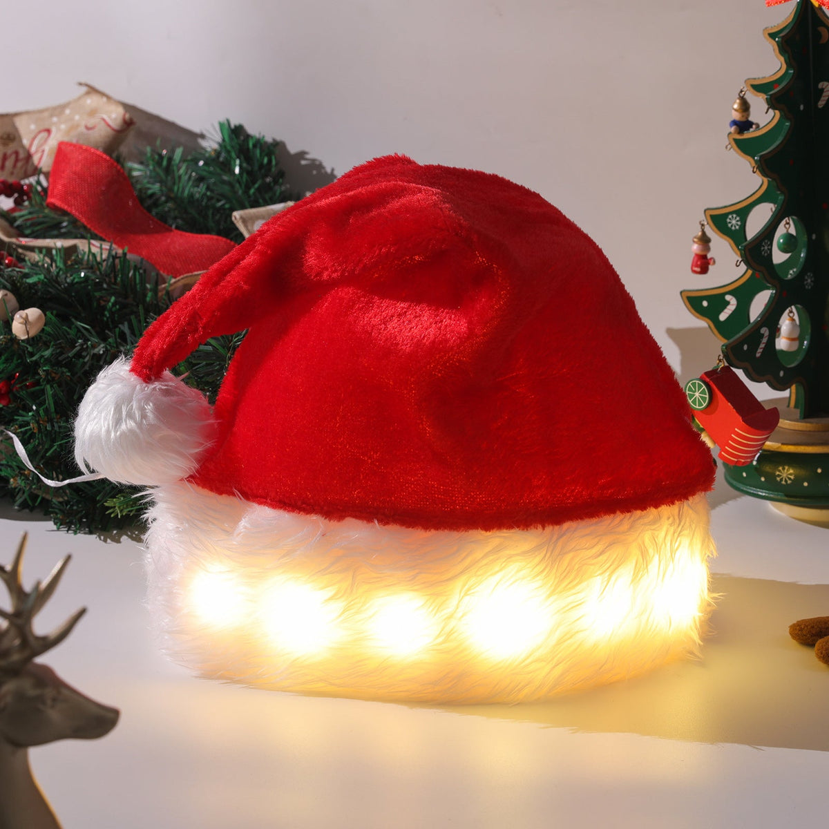 Christmas Party Plush Glowing Christmas Hat For The Elderly