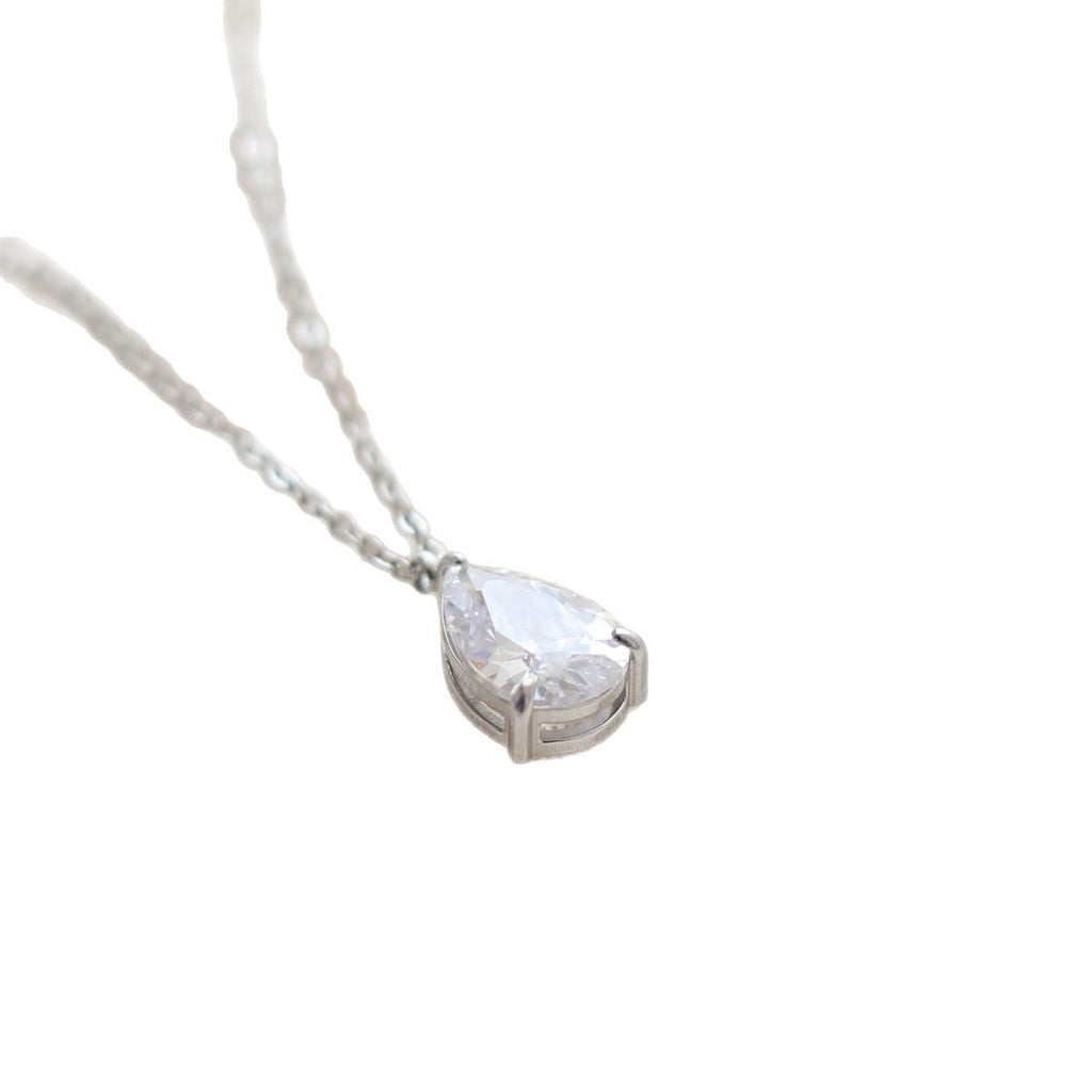High-end Zircon Water-drop Pendant Titanium Steel Necklace
