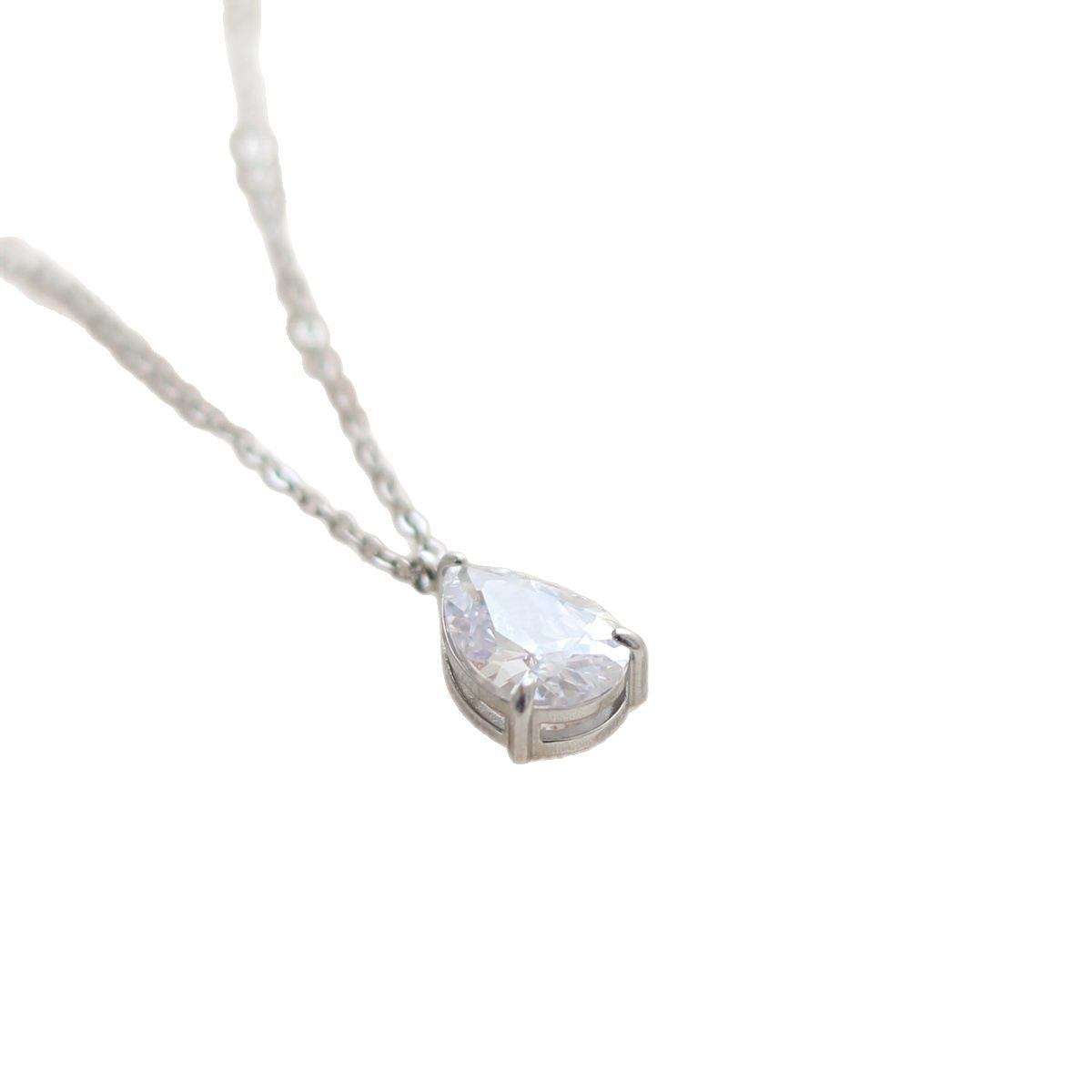 High-end Zircon Water-drop Pendant Titanium Steel Necklace