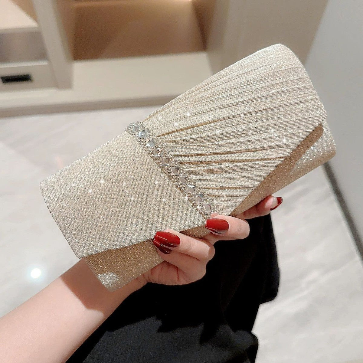 New Arrival Glamorous Evening Clutch With Sparkling Rhinestones