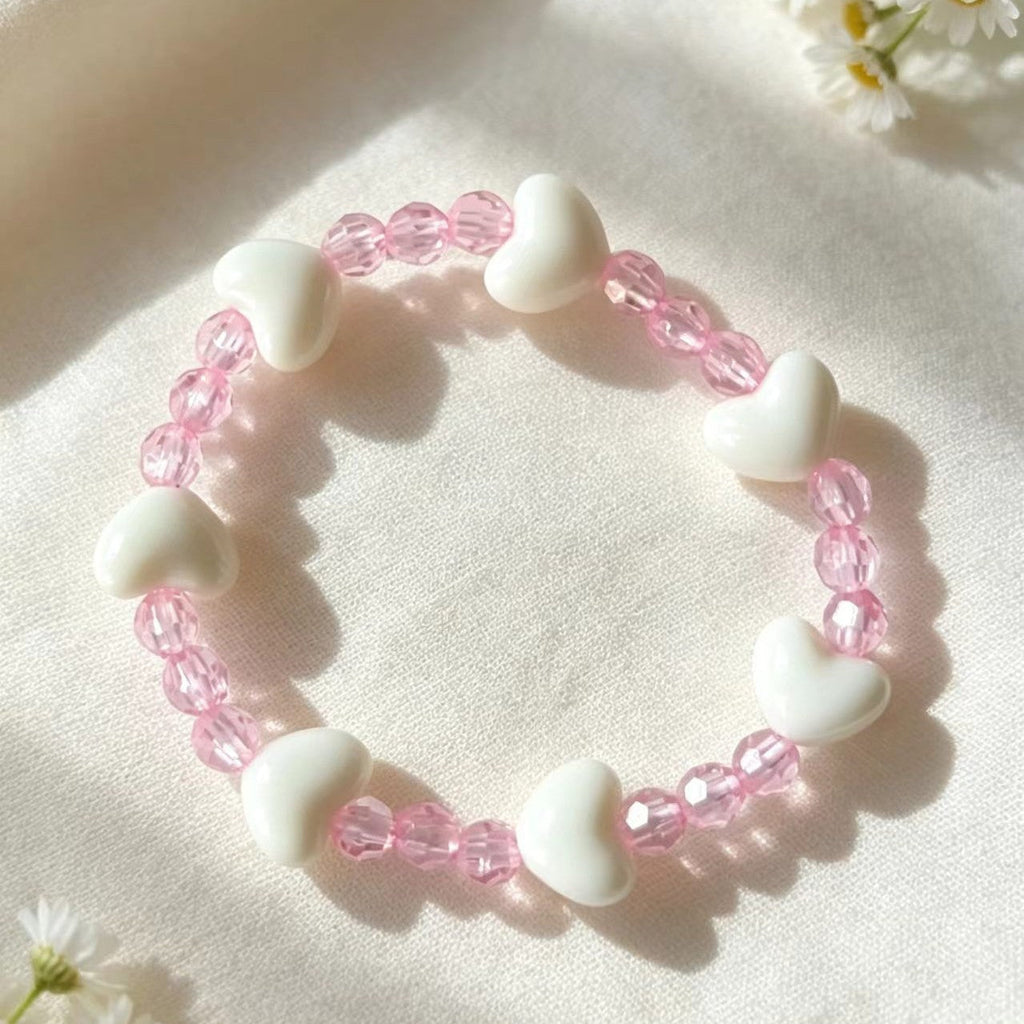 Heart Handmade Beaded Bracelet Colorful Purple
