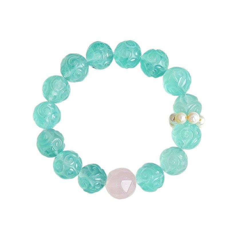 Green Fluorite Faceted Crystal Bead Bracelet