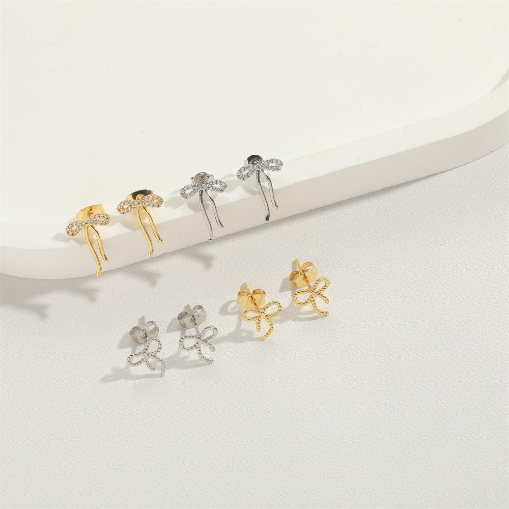 Retro Niche Trendy Gothic Bow Stud Earrings