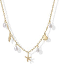 Beach Charm Beauty – Pearl Paperclip Charm Necklace