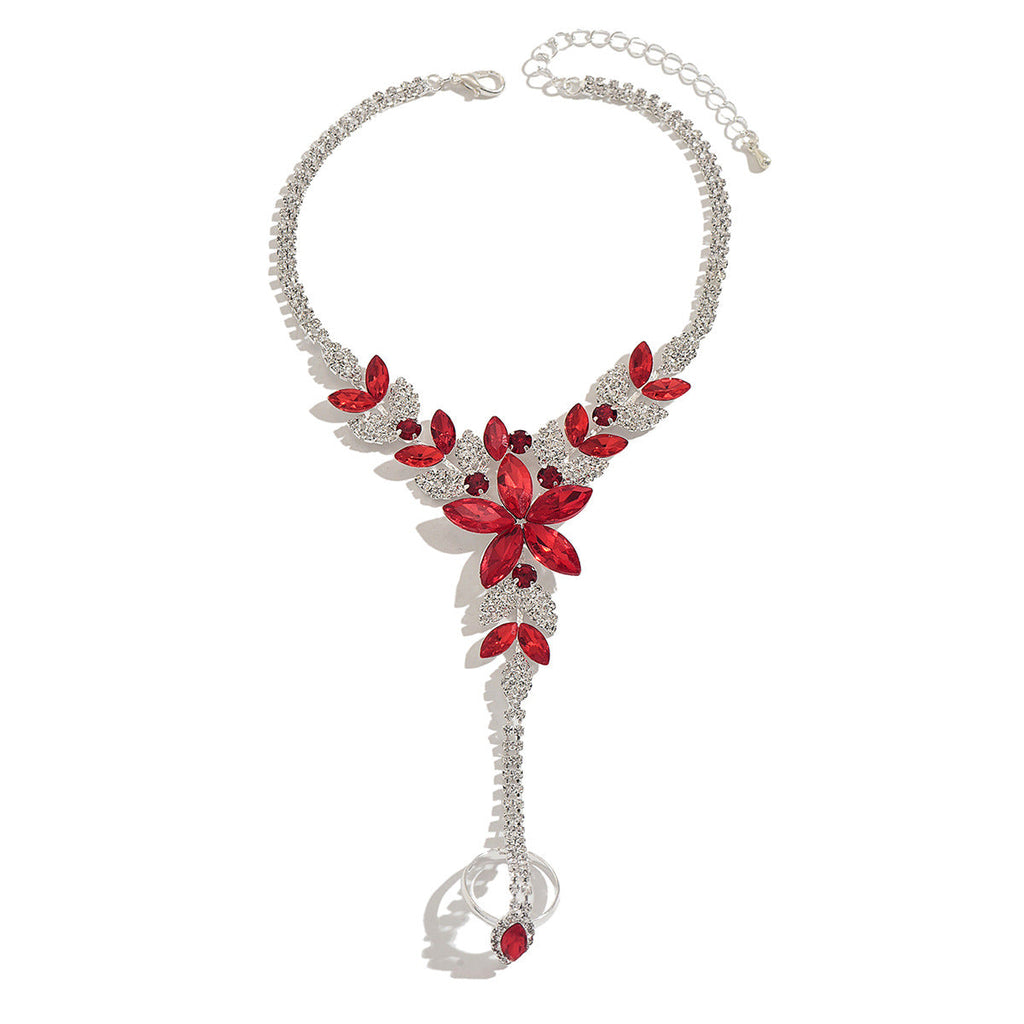 Light Luxury And High-End Feel, Eco-Friendly Rhinestone Flower Anklet, Fashionable And Sweet Holiday Style Foot Ring, Integrated Foot Chain And Ankle Bracelet