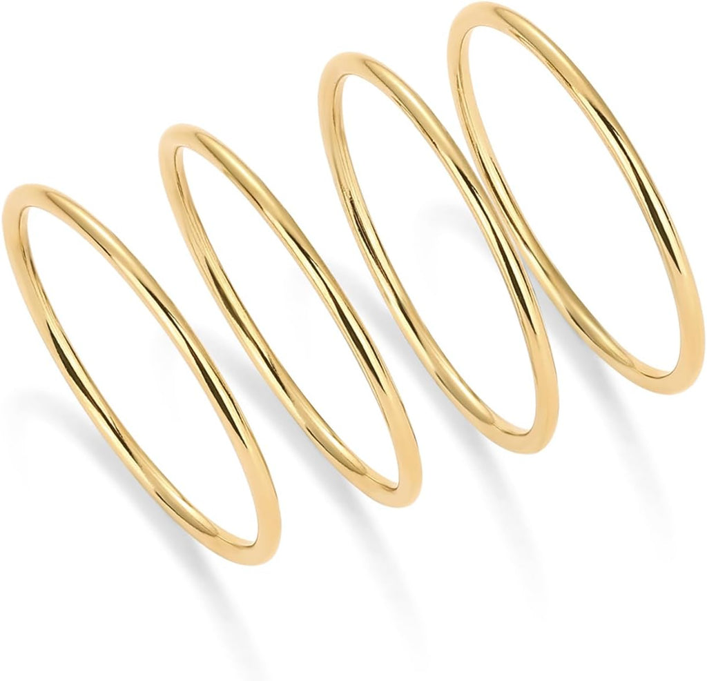 Stack & Slay – 14K Gold Thin Ring Set of 4