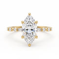 Gold Plated Copper Marquise Zircon Ring Set - Women's European American Light Luxury Stackable Jewelry