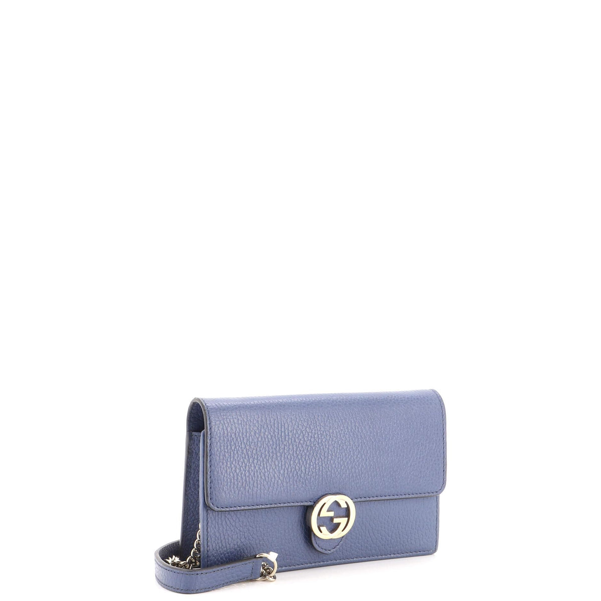 Gucci, Pre-Loved Interlocking Wallet on Chain, Blue