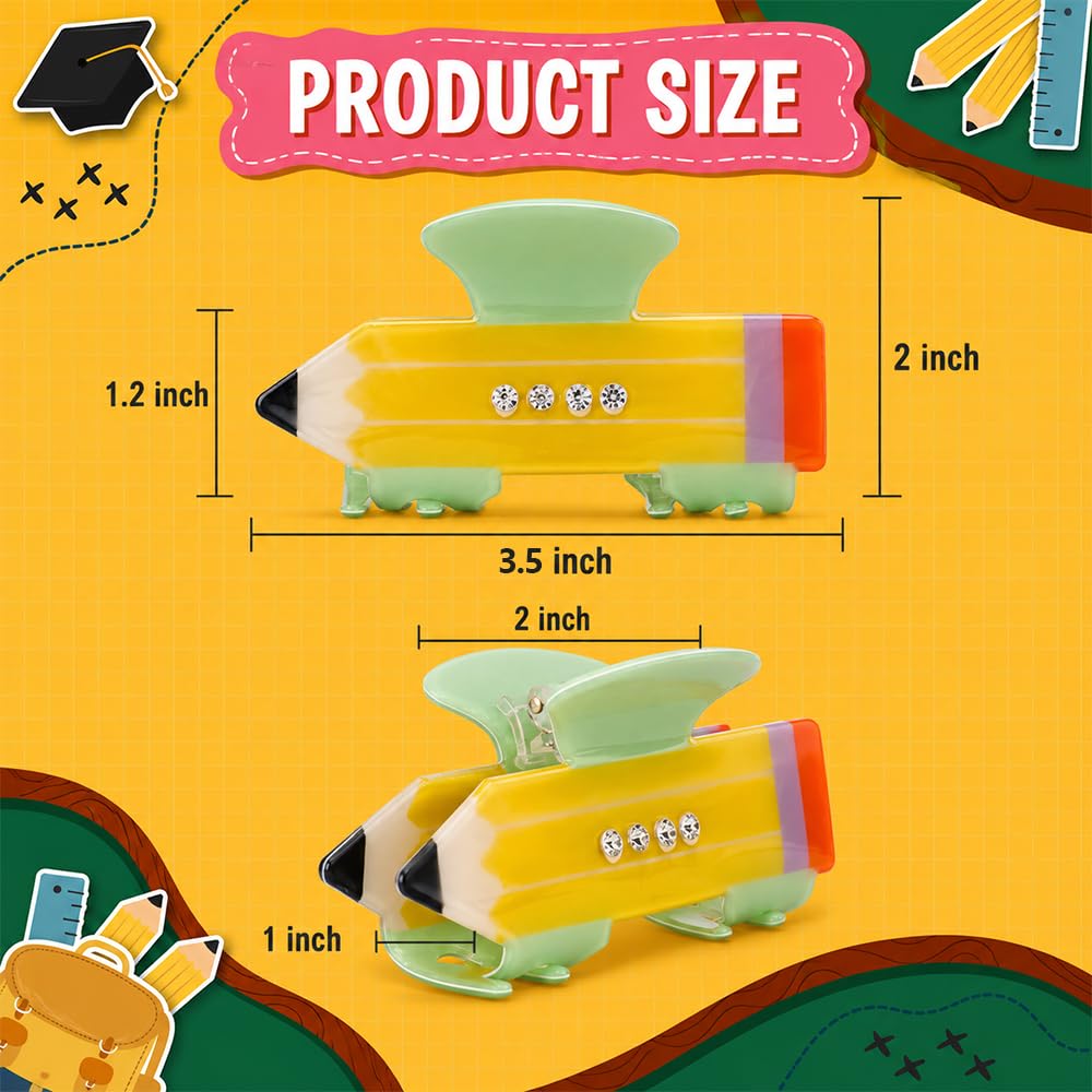 Ahoney Teacher Appreciation Gifts Back to School Supplies Stuff, 3 Pack Pencil Hair Clips Funny Hair Accessories for Teens, End of Year Teacher Gifts for Women from Student
