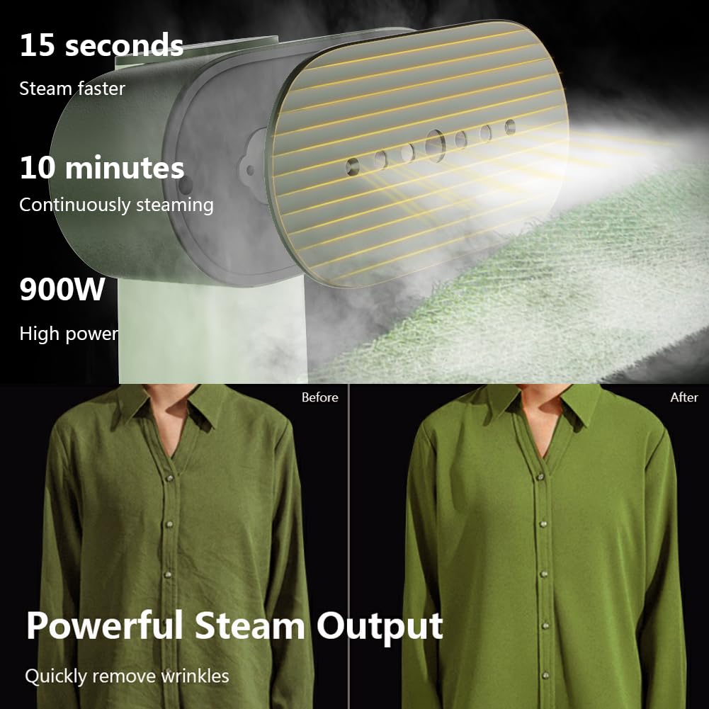 nexdoo G6 2-in-1 Portable Steamer for Clothes and Iron for Clothes, Just 0.7lbs Lightly, 10 Minutes of Continuous Steam, 900W Light Steamer for travel and home (yellow)