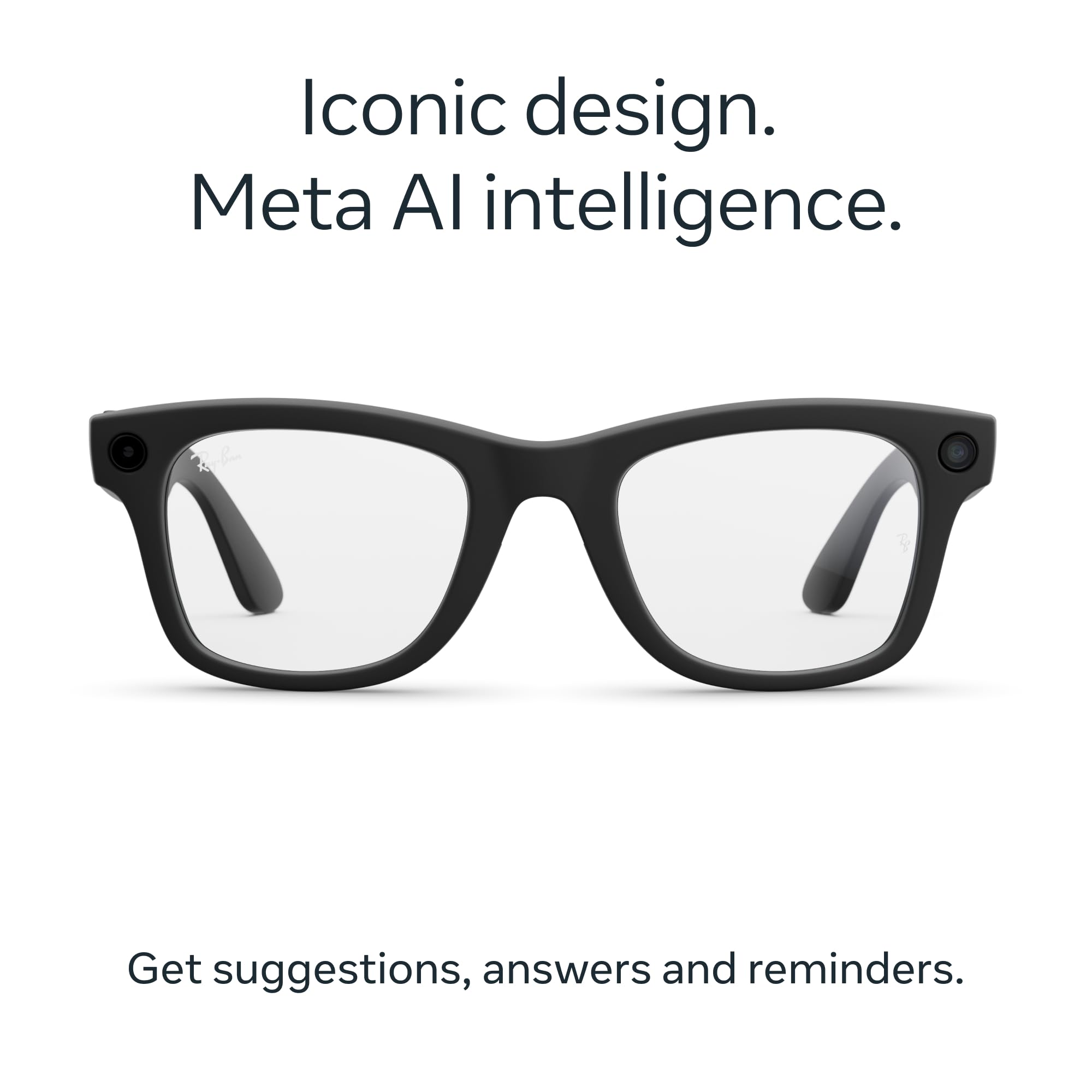 Meta Ray-Ban (Gen 2), Wayfarer, Matte Black | Smart AI Glasses for Men, Women — 2x Battery Life — 3K Ultra HD — 12 MP Ultra-Wide Camera, Audio, Video Recording — Clear Lenses — Wearable Technology