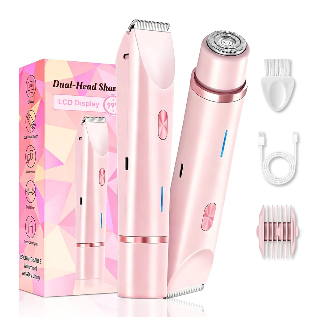 DEBARK 2 in 1 Bikini Trimmer for Women – Pink Electric Razor