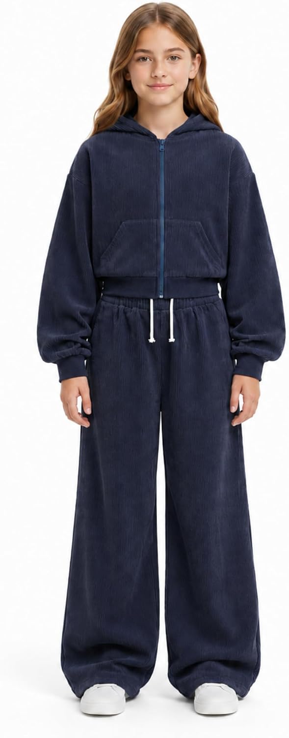 Trend Set Go – Girls' Zip Hoodie & Wide-Leg Set