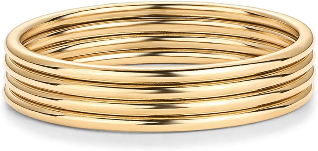 Stack & Slay – 14K Gold Thin Ring Set of 4