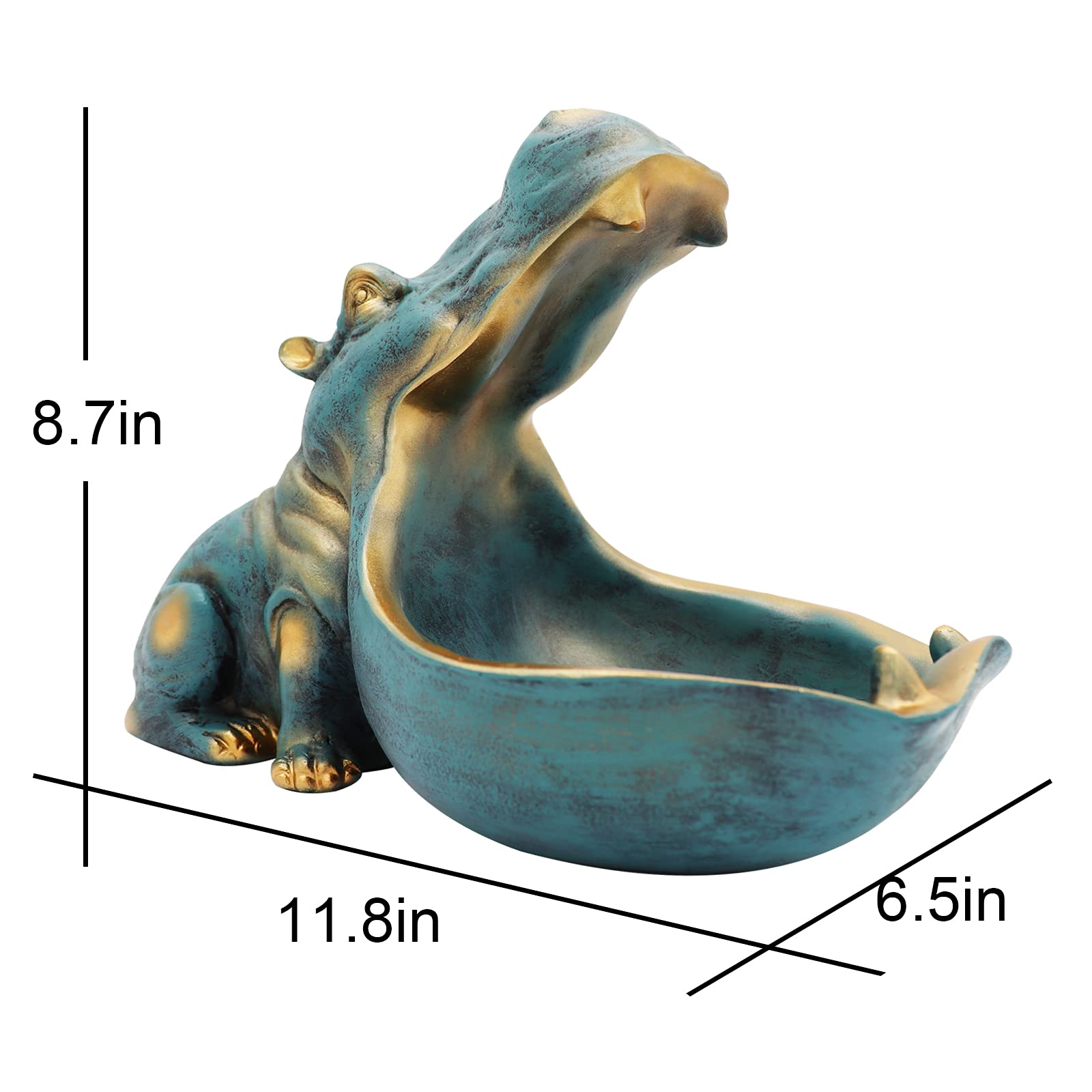 aboxoo Figura de hipopótamo con forma de cuenco, divertido cuenco para llaves, para mesa, azul oscuro