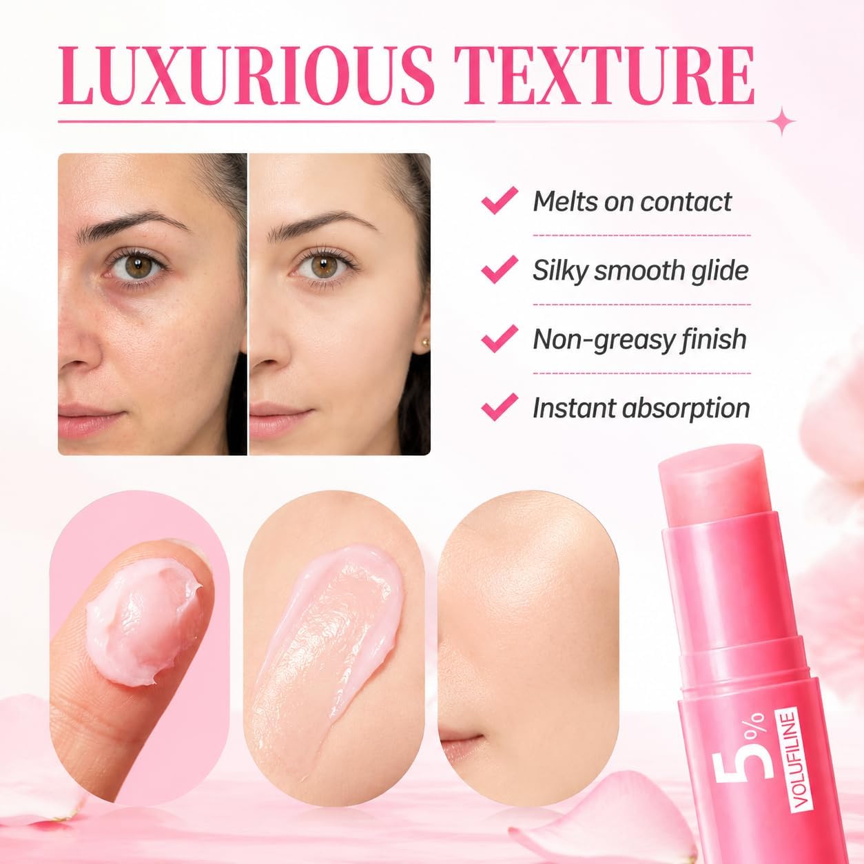 FSLRU PDRN Pink Collagen Volume Multi Balm Stick - Collagen Wrinkle Stick Face & Body Balm for Under-Eyes, Neck, Forehead, Smile Lines, Lips | Plumping, Radiance, Line Care