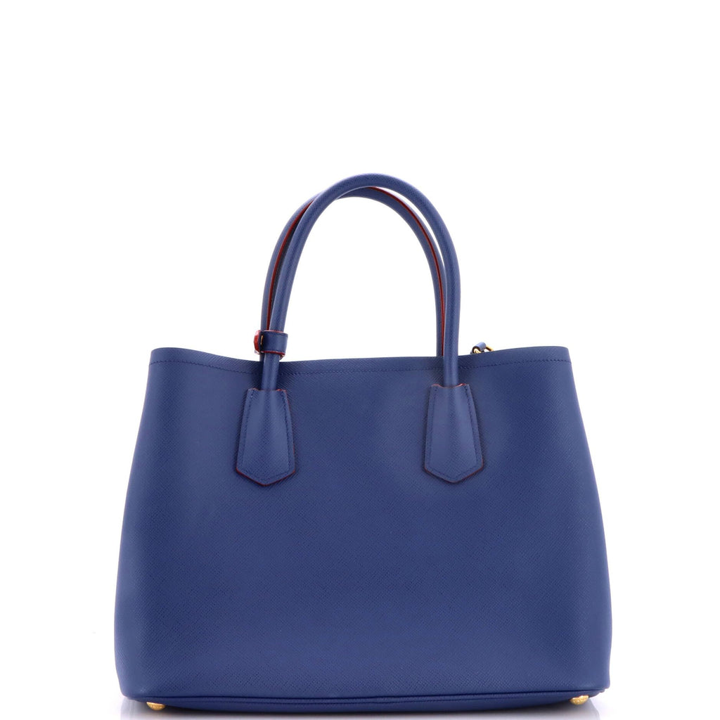 Prada, Pre-Loved Cuir Double Tote Medium, Blue