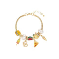 Madison Tyler Pulsera con dijes de comida, pulseras doradas para mujer, regalos