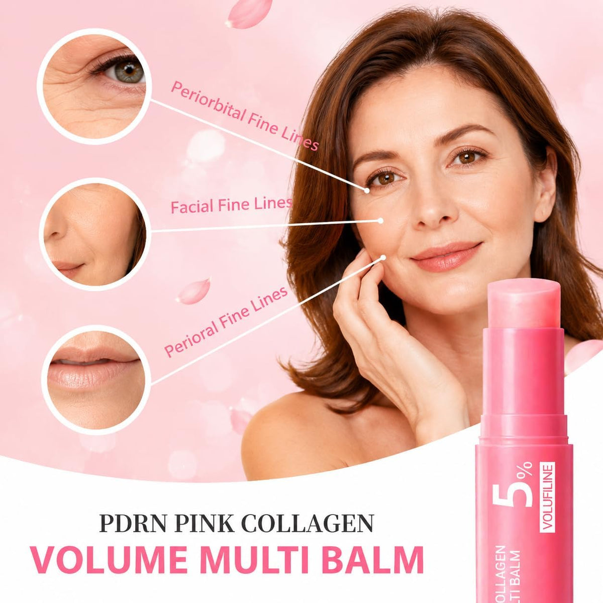 FSLRU PDRN Pink Collagen Volume Multi Balm Stick - Collagen Wrinkle Stick Face & Body Balm for Under-Eyes, Neck, Forehead, Smile Lines, Lips | Plumping, Radiance, Line Care