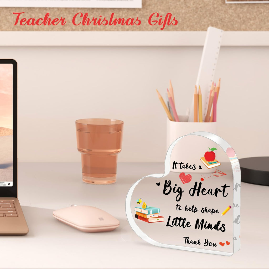iLifemate Teacher Appreciation Gifts, End Of Year Teacher Gifts - Acrylic Heart Shape Teachers Plaque 4×4 in, Teacher Retirement Gifts for Women Men, End of Year Thank You Teacher Keepsake