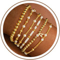 Initial Charms – 6-Piece Gold Beaded Bracelet Set