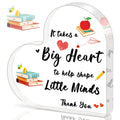 iLifemate Teacher Appreciation Gifts, End Of Year Teacher Gifts - Acrylic Heart Shape Teachers Plaque 4×4 in, Teacher Retirement Gifts for Women Men, End of Year Thank You Teacher Keepsake