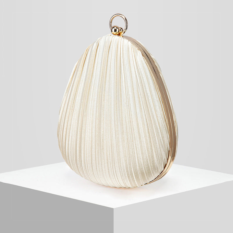 Womens Satin Pleated Evening Bag Handbag Formal Clutch