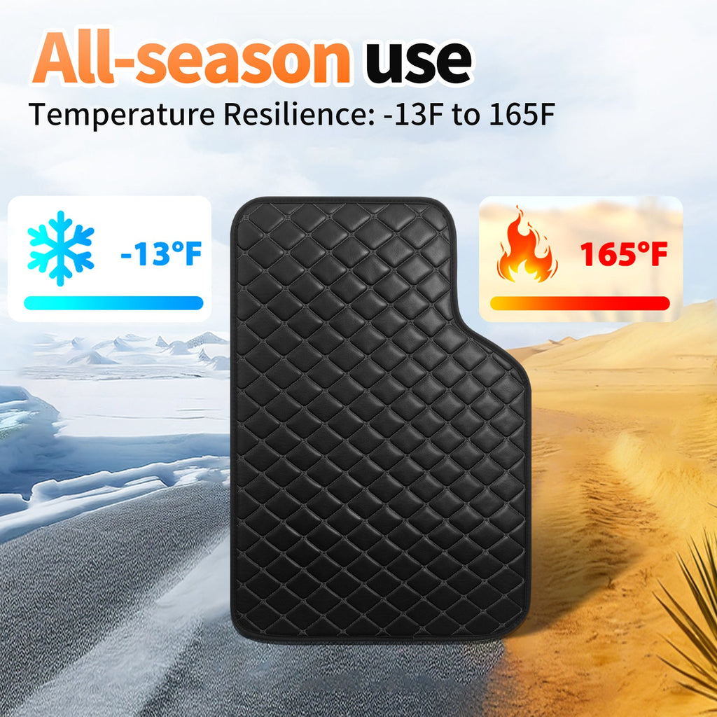 Light Luxury Nordic Minimalist Iamond Stitching Full Set Car Floor Mats, All Season Wear-Resistant Waterproof Anti-Slip Universal Auto Foot Liners For Most Sedans SUV Trucks