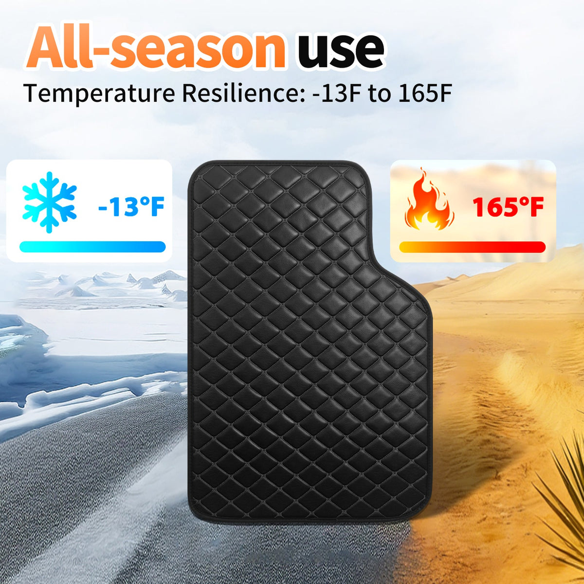 Light Luxury Nordic Minimalist Iamond Stitching Full Set Car Floor Mats, All Season Wear-Resistant Waterproof Anti-Slip Universal Auto Foot Liners For Most Sedans SUV Trucks