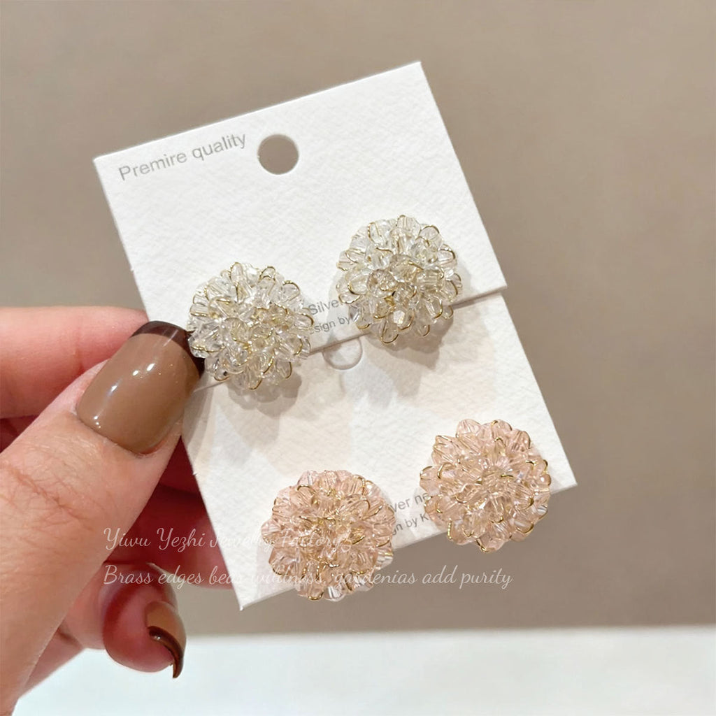 S925 Silver Needle Super Fairy Sweet Elegant Flower Crystal Earrings Popular Accessible Luxury Fashion Versatile Stylish Retro Earrings