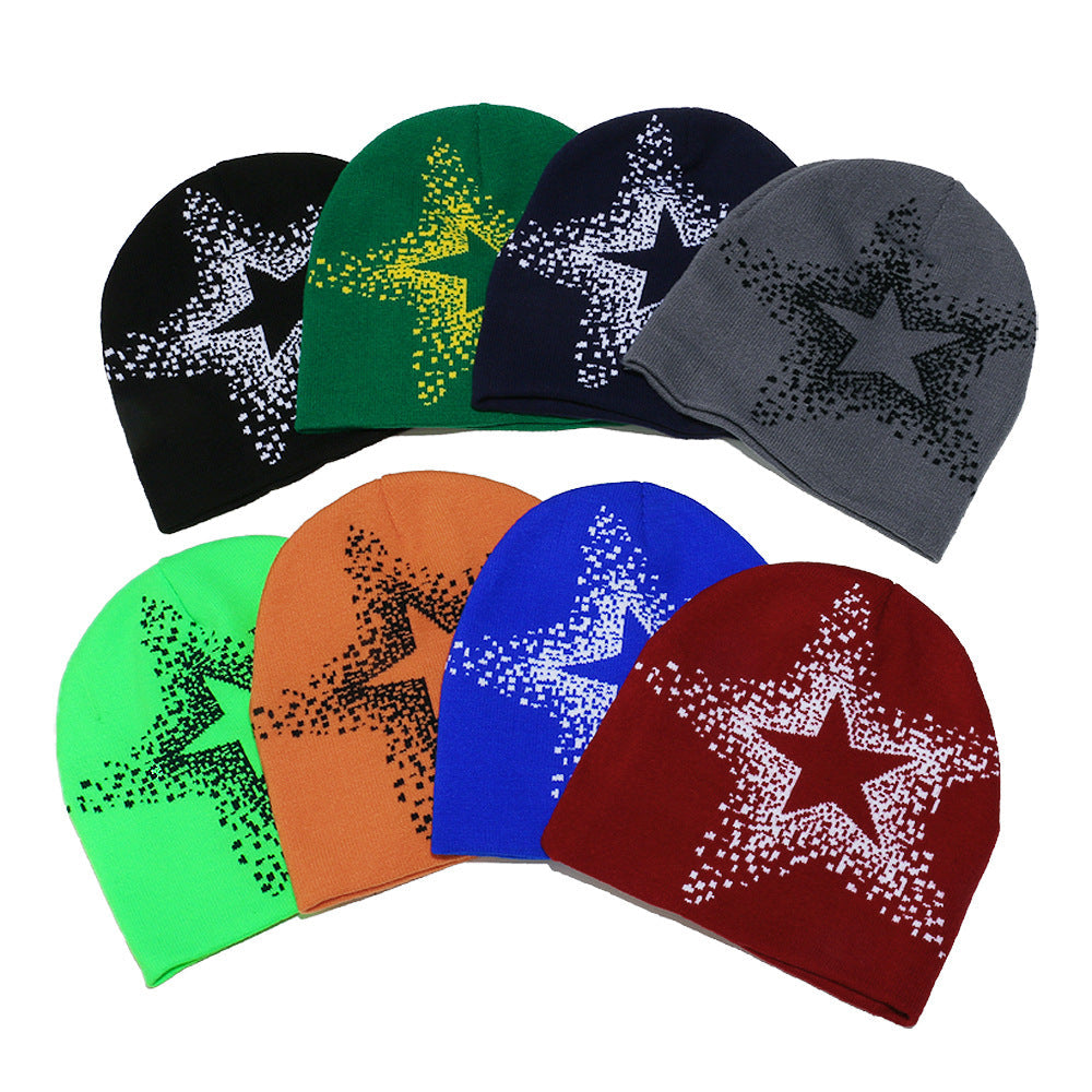 American Street Y2K Star Woolen Hat For Autumn And Winter, With Hip-hop Vibe And Warmth. Five-pointed Star Knitted Cold Hat For Keeping You Warm Outdoors