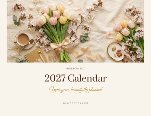 2027 Wall Calendar cover - Blue Bow Box