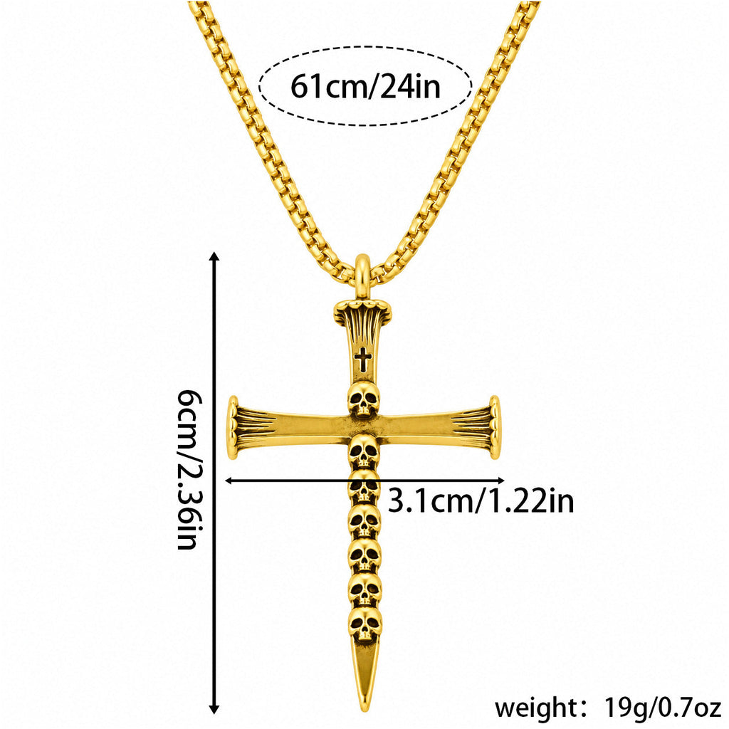 Hot Selling Cross Skull Pendant Necklace For Men, Unique Bold Statement Necklace, Fashion High-End Jewelry