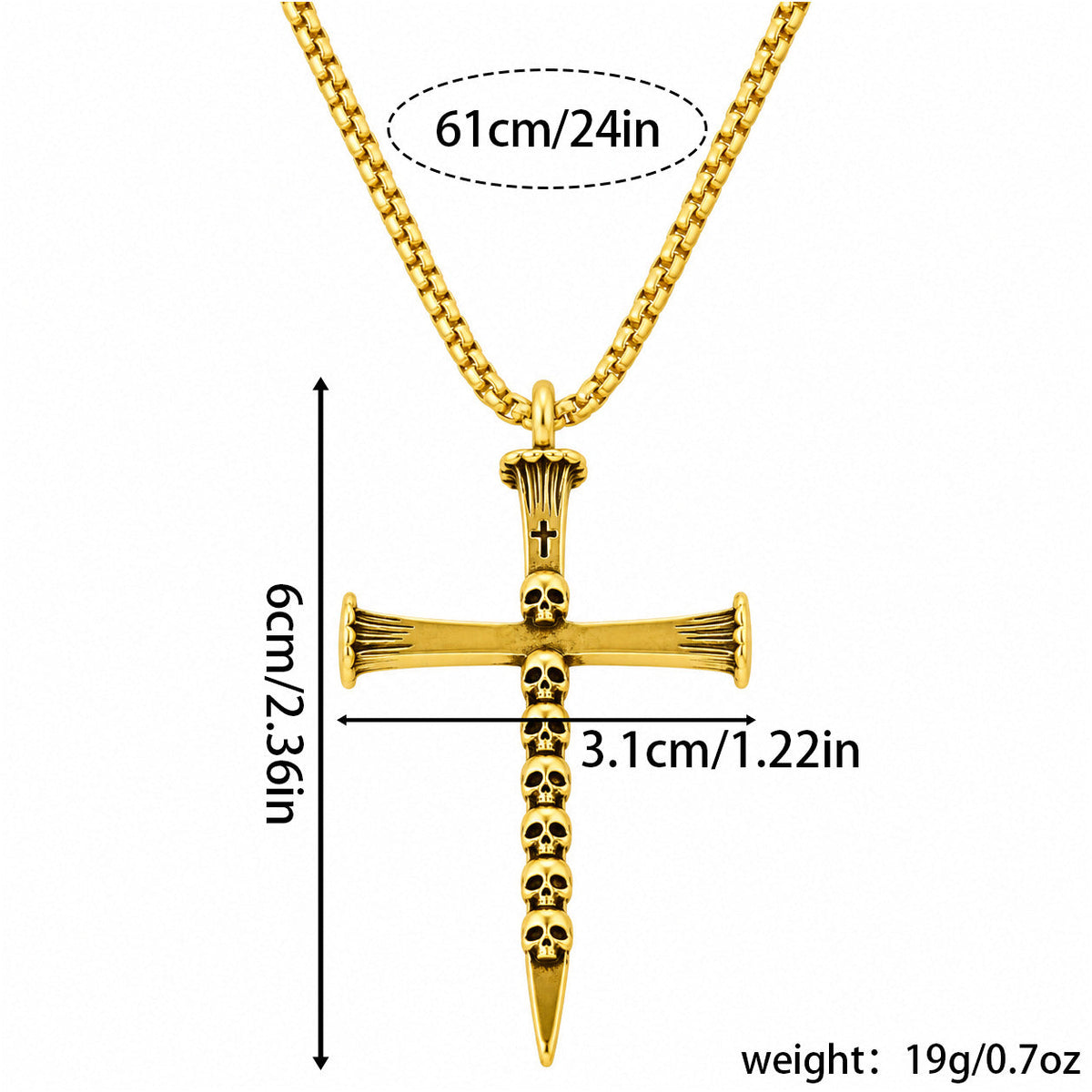 Hot Selling Cross Skull Pendant Necklace For Men, Unique Bold Statement Necklace, Fashion High-End Jewelry