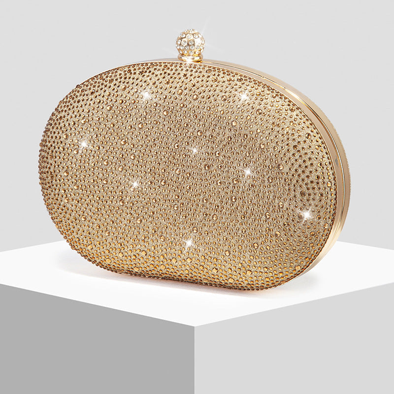 New Shiny Rhinestone Oval Evening Clutch