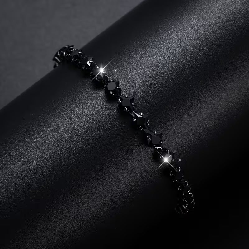 European And American Horseshoe-shaped Gun-black Zircon Bracelet