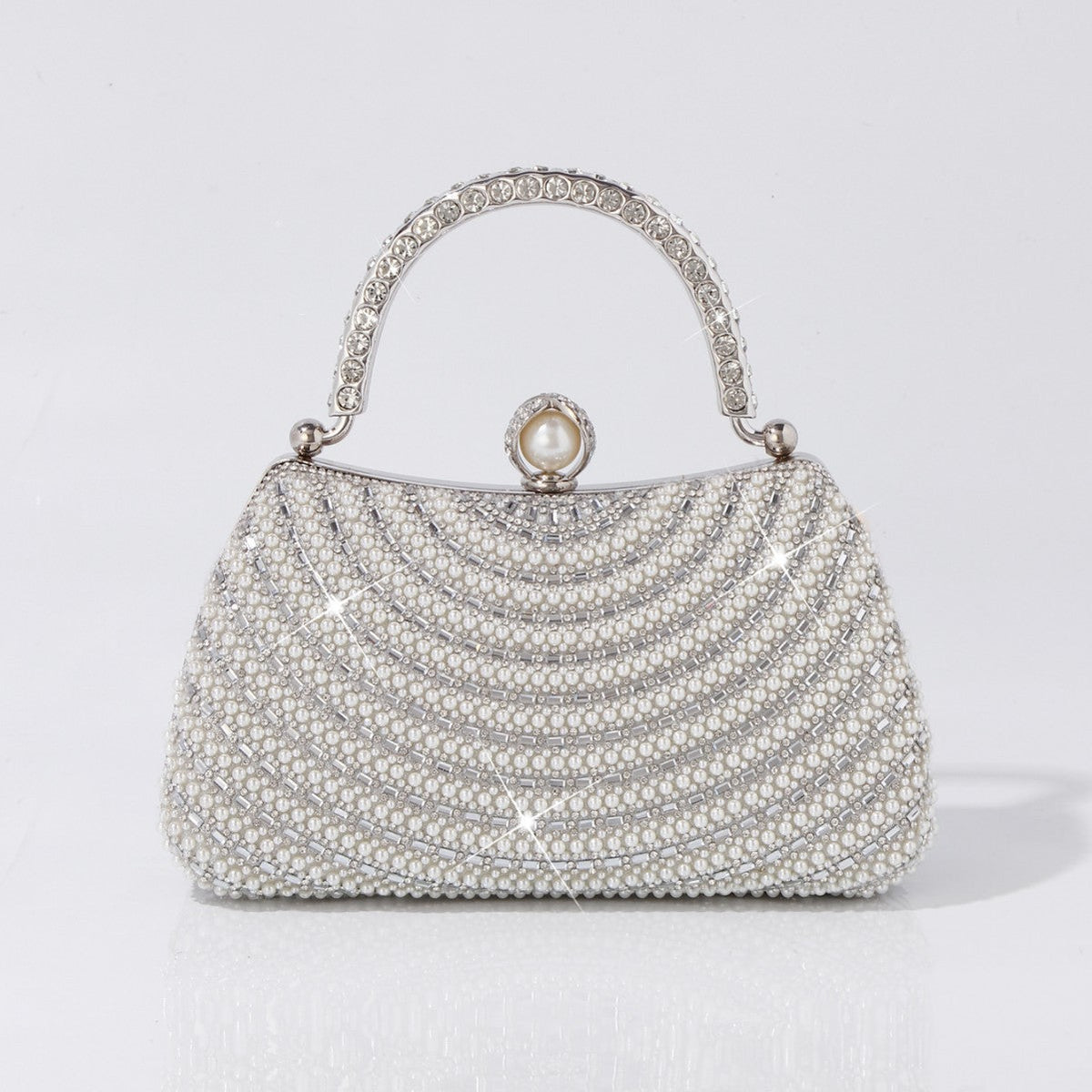 Evening Banquet Clutch With Pearl And Diamond Embellishments