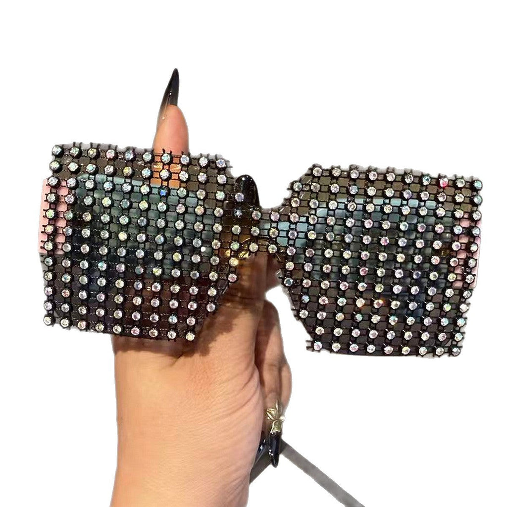Full-diamond Mesh Hollow-out Iridescent Rhinestone Sunglasses